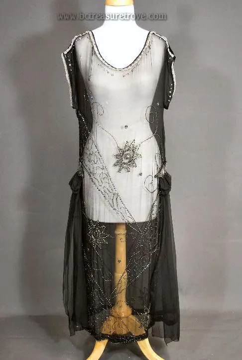 1920s Beaded Flapper Dress Teal Original Antique