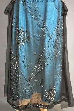 1920s Beaded Flapper Dress Teal Original Antique