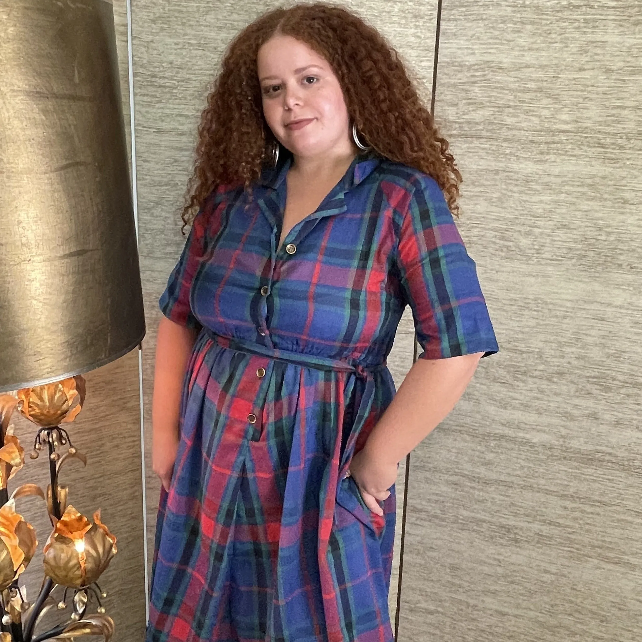 1970's Plaid House Dress