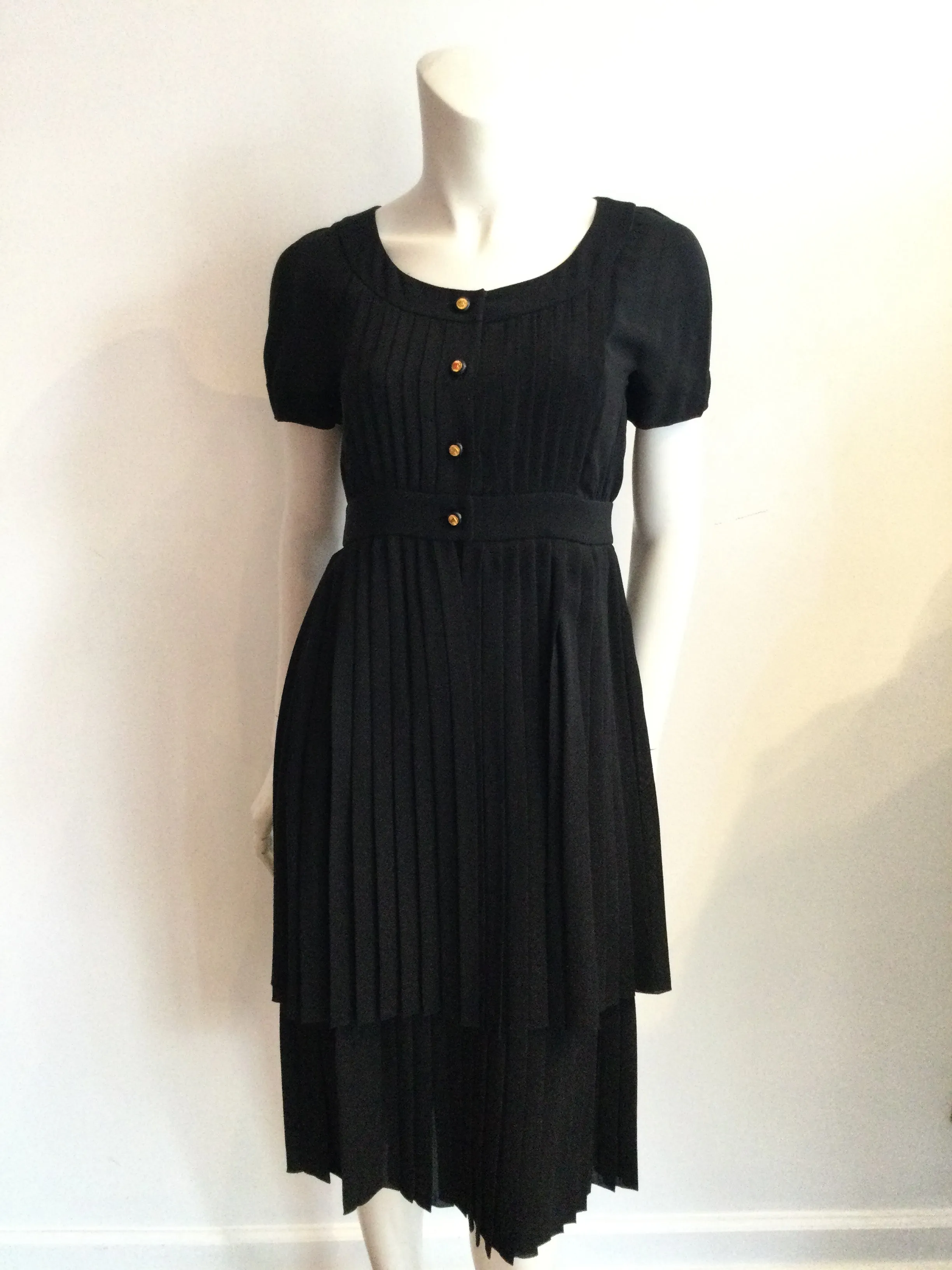1993 Chanel  Couture Black Silk Chiffon Multistyle Dress Size  6/8