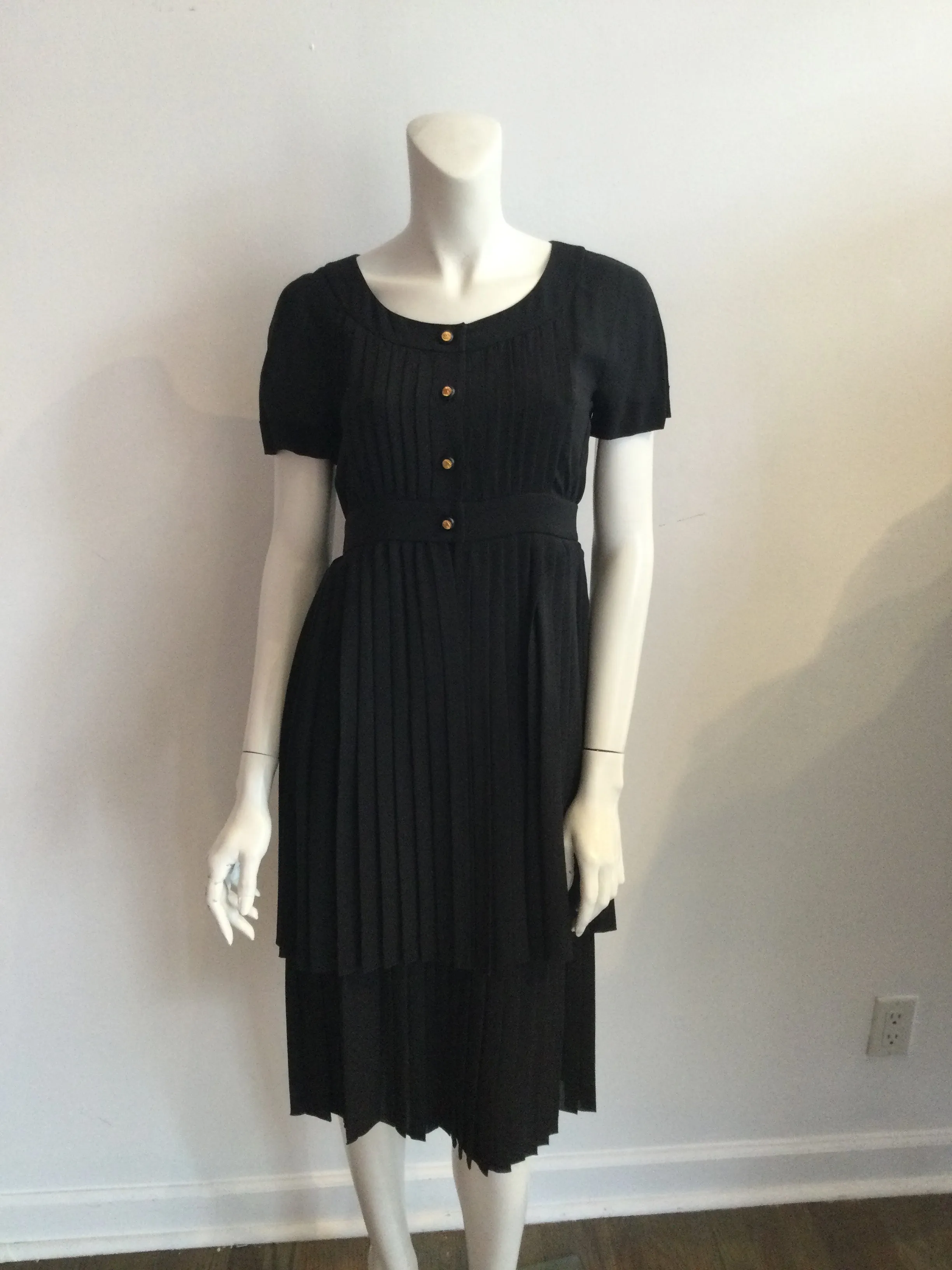 1993 Chanel  Couture Black Silk Chiffon Multistyle Dress Size  6/8