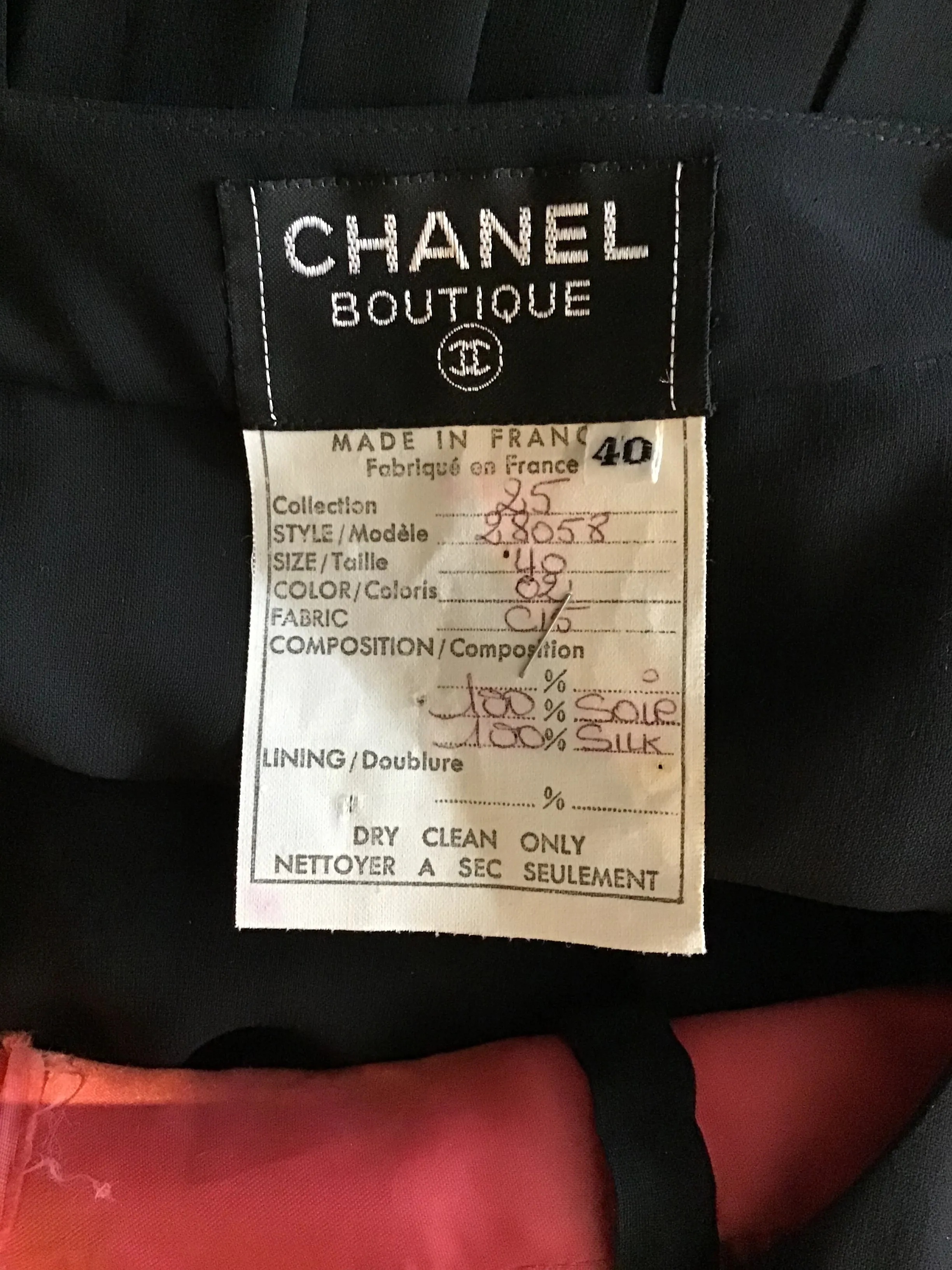 1993 Chanel  Couture Black Silk Chiffon Multistyle Dress Size  6/8