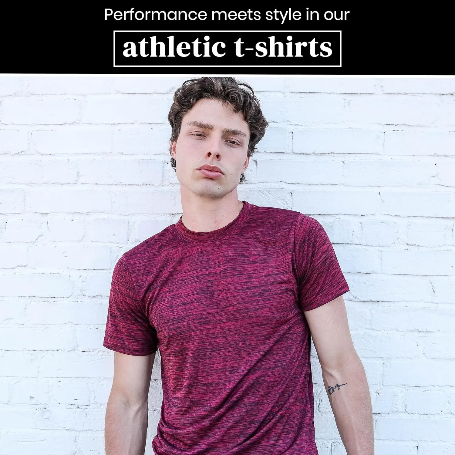 [5 Pack] Mens Workout Short Sleeve Dry Fit T Shirts Quick Dry Active Athletic Crewneck Running Gym Moisture Wicking Tee Tops