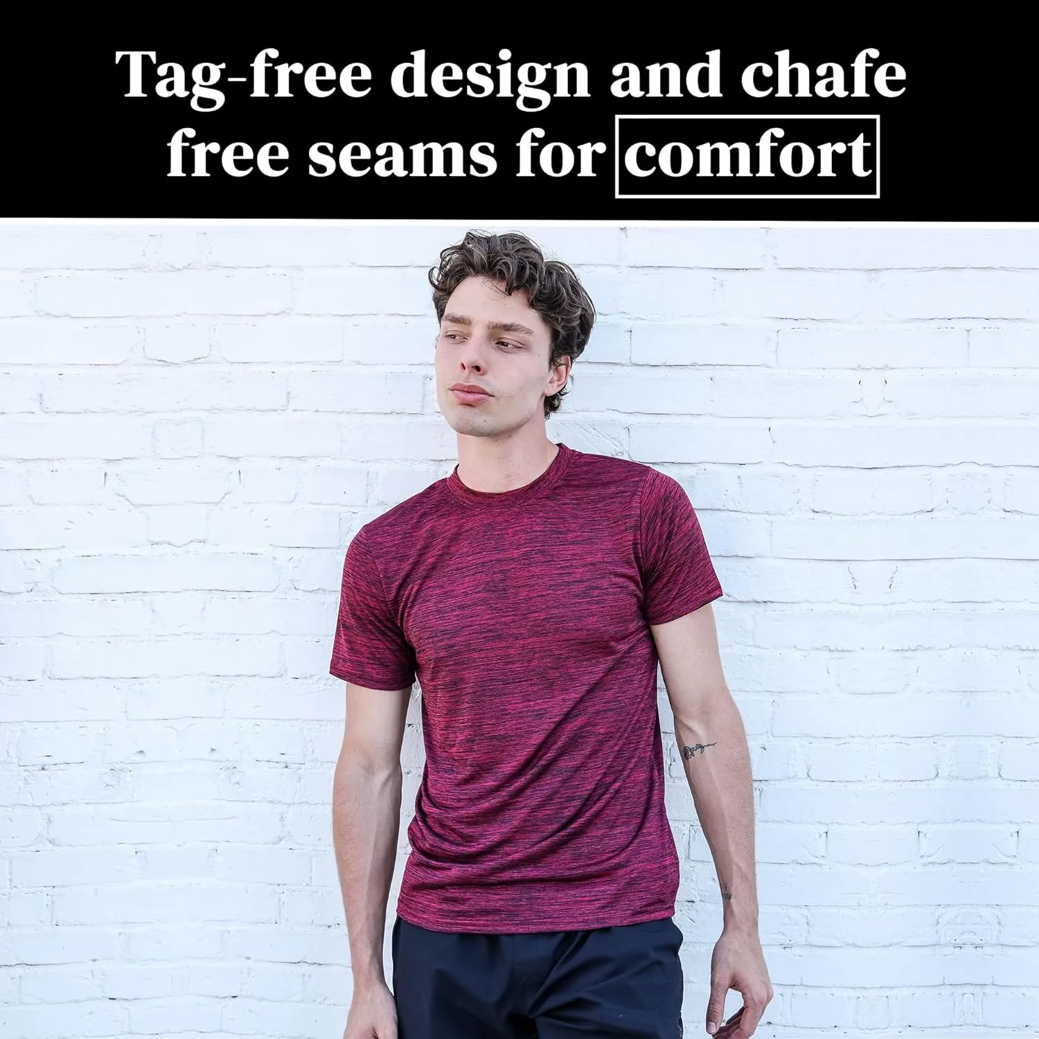 [5 Pack] Mens Workout Short Sleeve Dry Fit T Shirts Quick Dry Active Athletic Crewneck Running Gym Moisture Wicking Tee Tops
