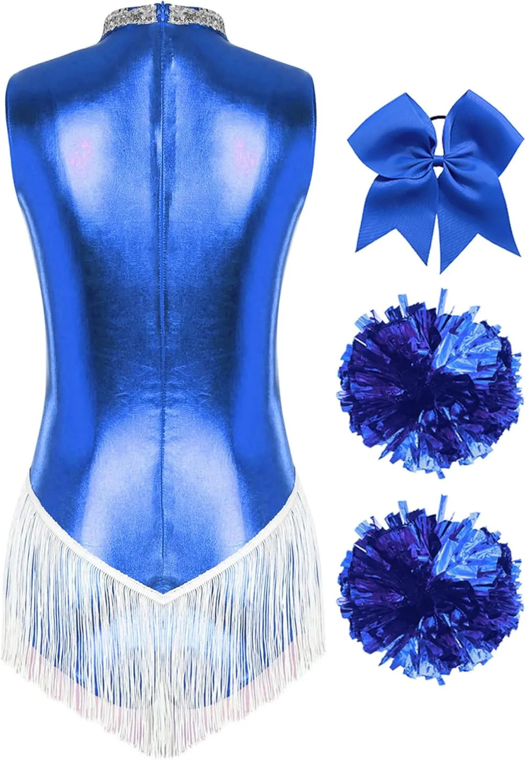ACSUSS Women Metallic Cheer Leader Uniform Costume Stage Performance Cheerleading Outfit