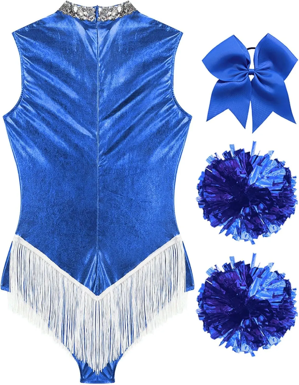 ACSUSS Women Metallic Cheer Leader Uniform Costume Stage Performance Cheerleading Outfit