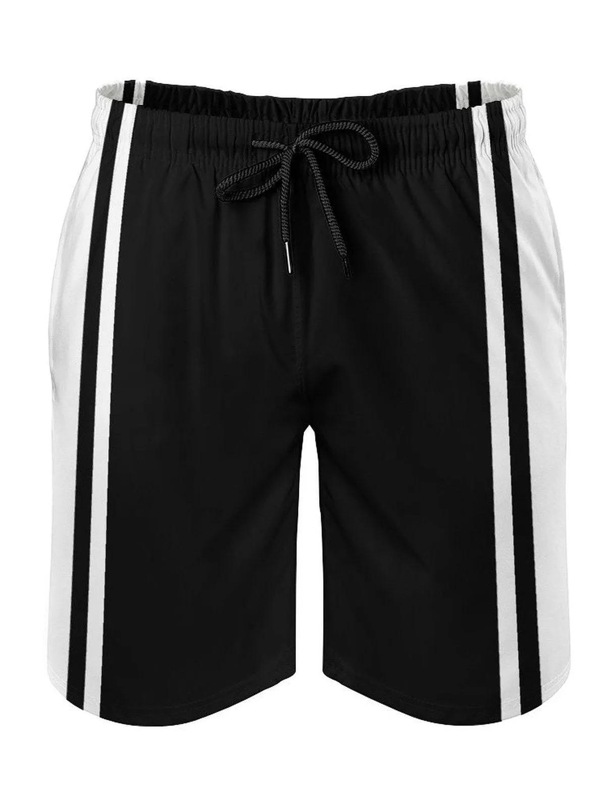 Alohadaddy Basic Striped Board Shorts Stretch Quick-Dry Casual Boat Pants Big Tall