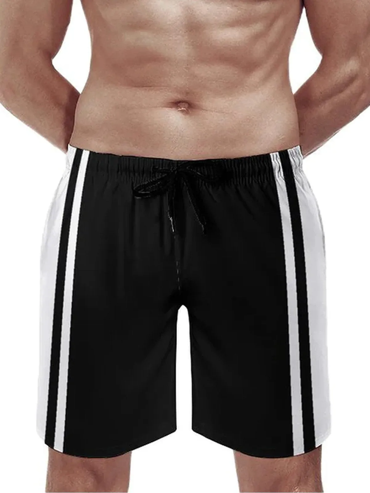 Alohadaddy Basic Striped Board Shorts Stretch Quick-Dry Casual Boat Pants Big Tall