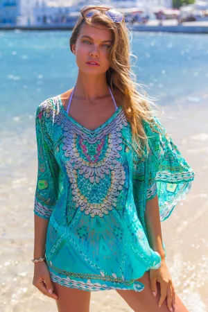 Aqua Petite Silk Beach Cover-ups