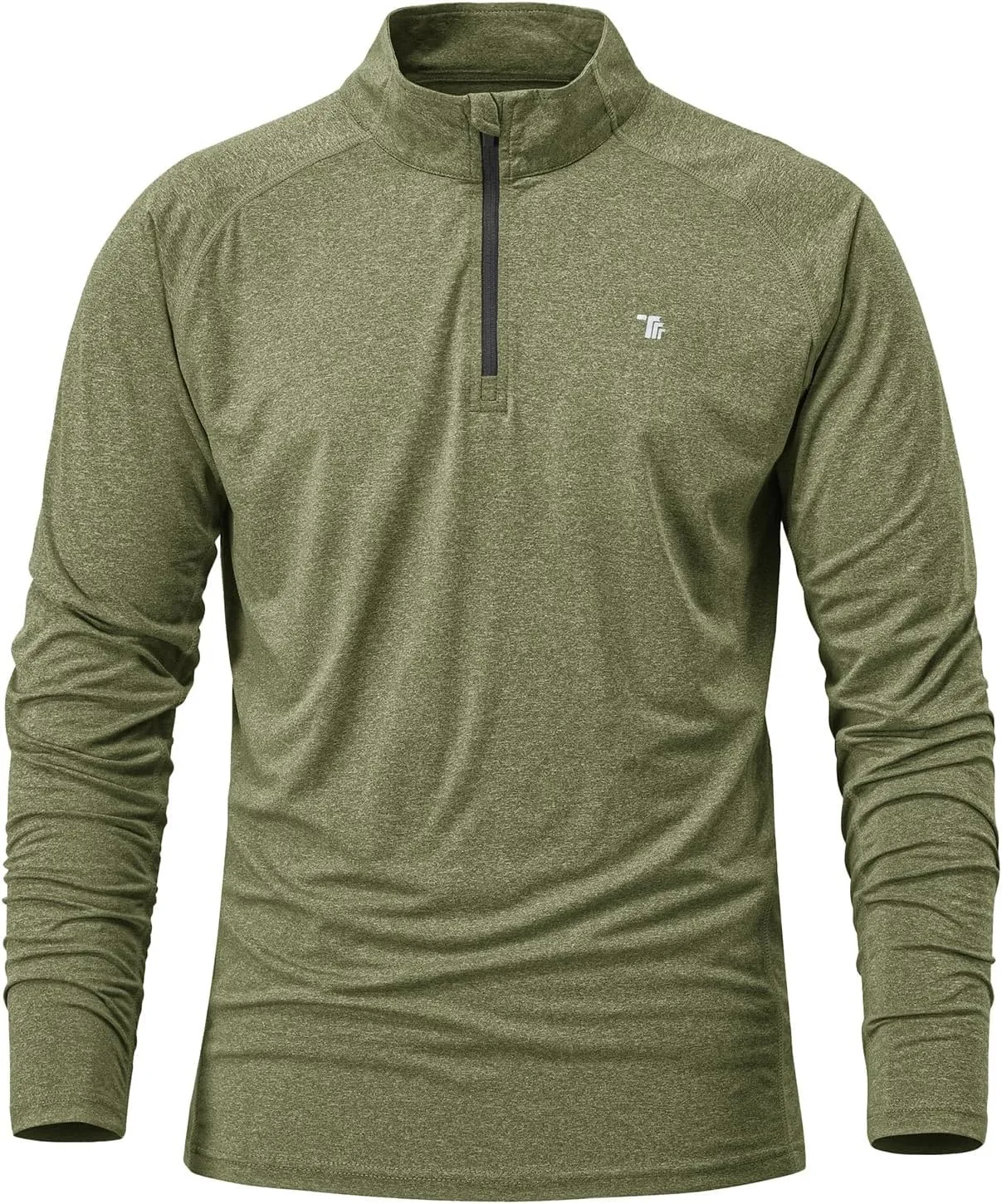 BGOWATU Men's Quarter Zip Pullover Long Sleeve Polo Shirts UPF 50 Quick Dry Golf Shirt
