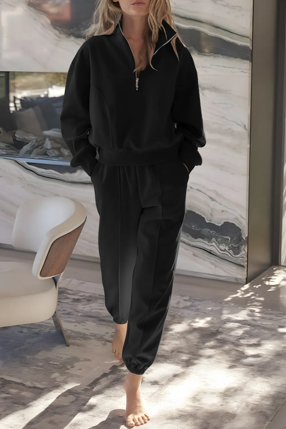 Black Half-Zip Tracksuit