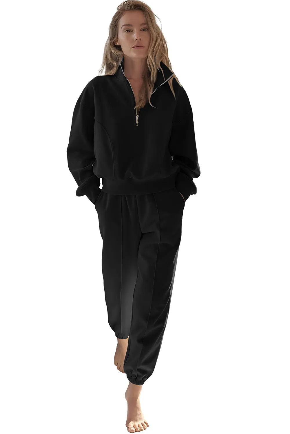 Black Half-Zip Tracksuit