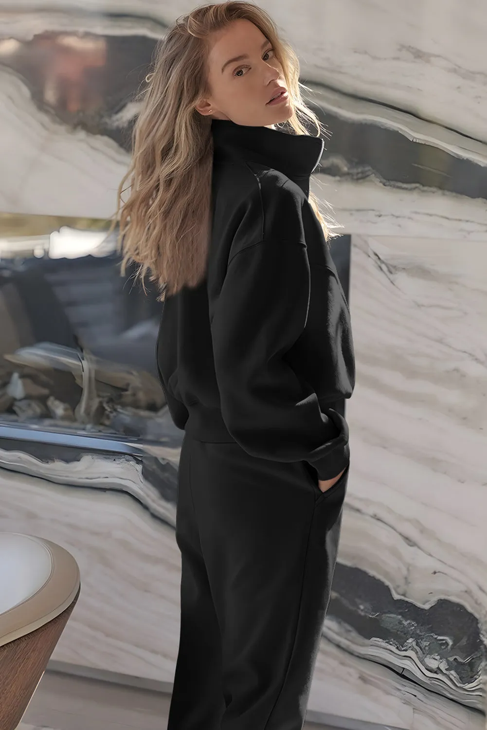 Black Half-Zip Tracksuit