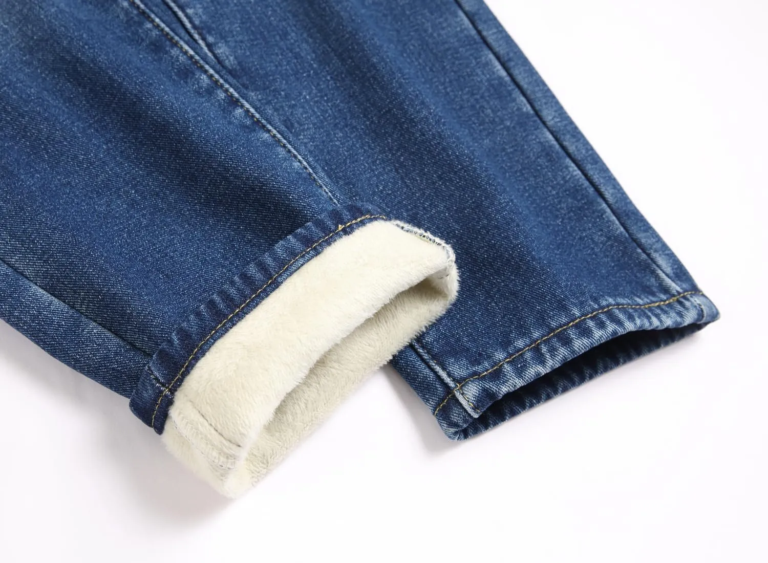 Boy's Fleece Lined Jeans Winter Skinny Fit Thicken Thermal Warm Comfy Denim Pants