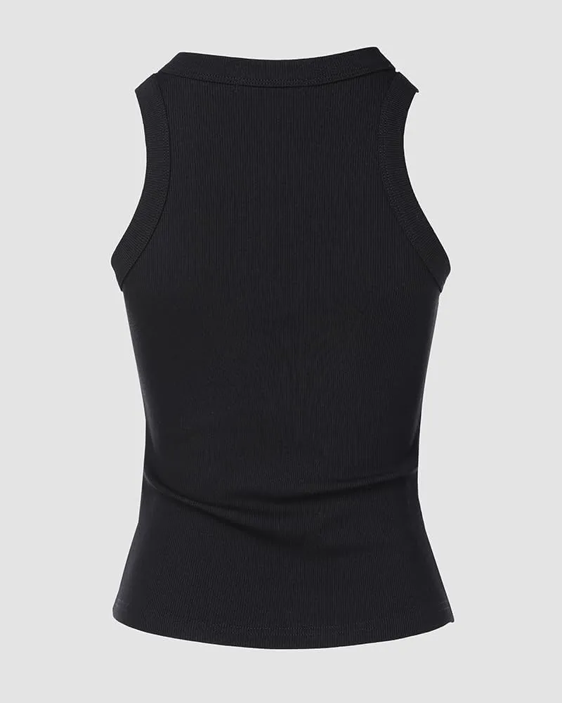 CHICME Womens Contrast Sequin Leopard Pattern O-Neck Sleeveless Tank Tops Slim Fitted Shirt