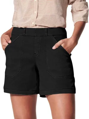 Comfy Stretch Twill Shorts for Women Casual Summer Chino Short Pant Elastic Waist Pull on Denim Jean Shorts Plus Size