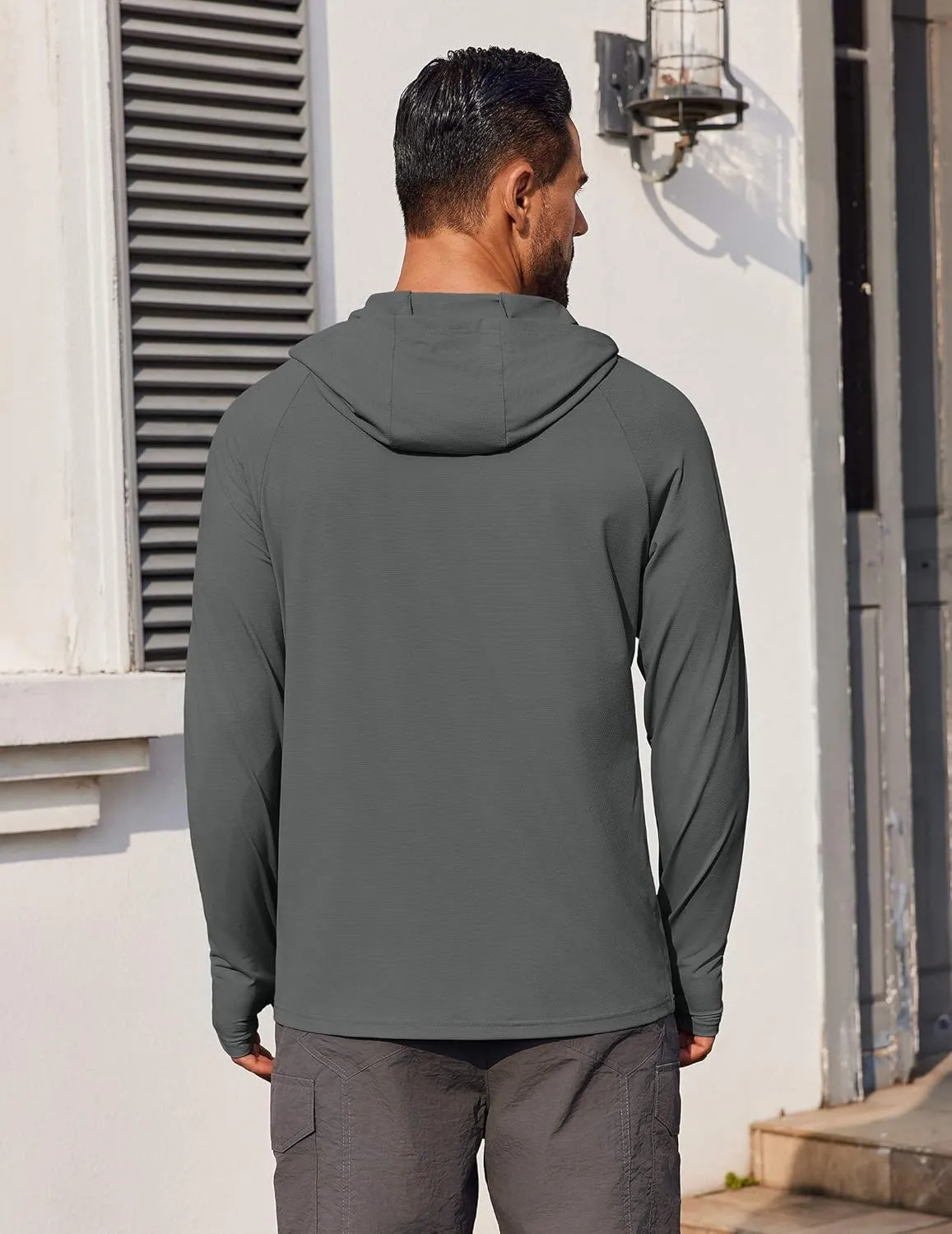 COOFANDY Mens UPF 50  Hoodie Shirts Long Sleeve Rash Guard Sun Protection Fishing Shirts Lightweight Quick Dry Hoodies