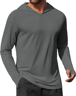 COOFANDY Mens UPF 50  Hoodie Shirts Long Sleeve Rash Guard Sun Protection Fishing Shirts Lightweight Quick Dry Hoodies