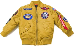 CORIRESHA Kids Bomber Jacket Full Zip Badge Thermal Jacket with Pockets