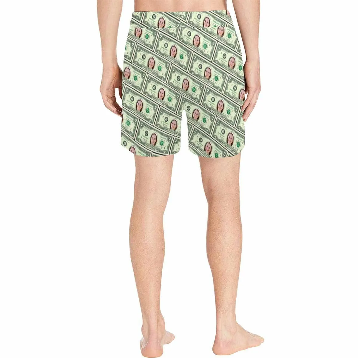 Custom Funny Swim Shorts with Girlfriend's Face Design Money Men's Quick Dry Swim Shorts Gift for Him