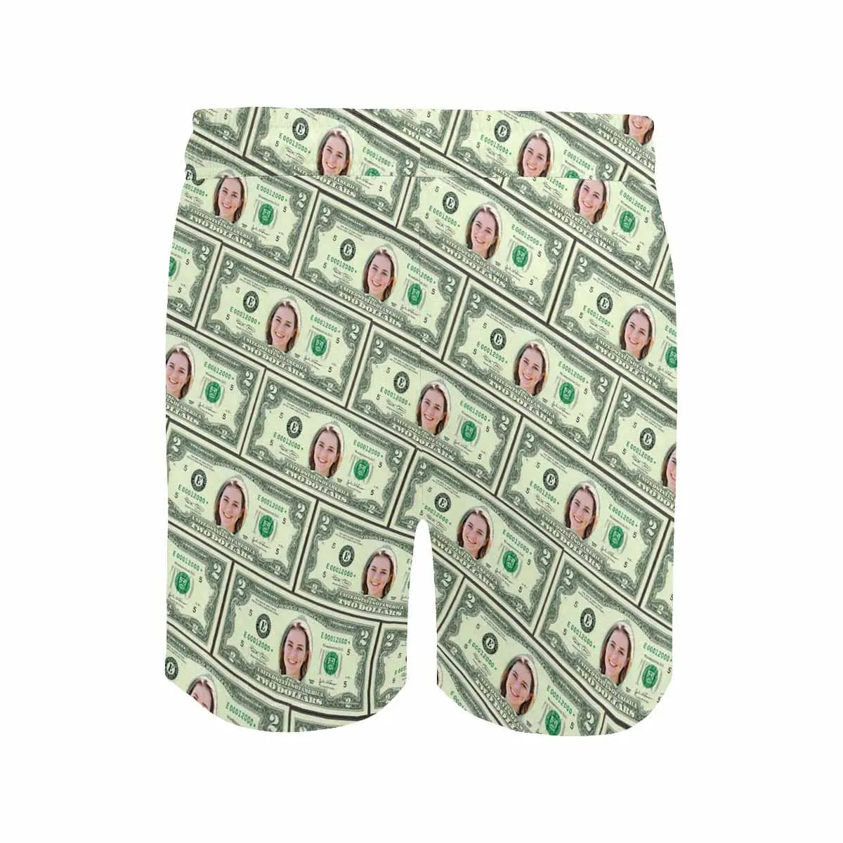 Custom Funny Swim Shorts with Girlfriend's Face Design Money Men's Quick Dry Swim Shorts Gift for Him