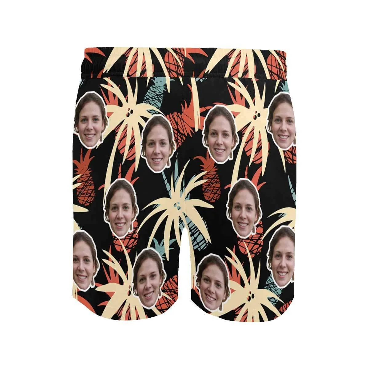Customize Swim Trunks with Personalized Face Print Colorful Pineapple Men's Quick Dry Swim Shorts