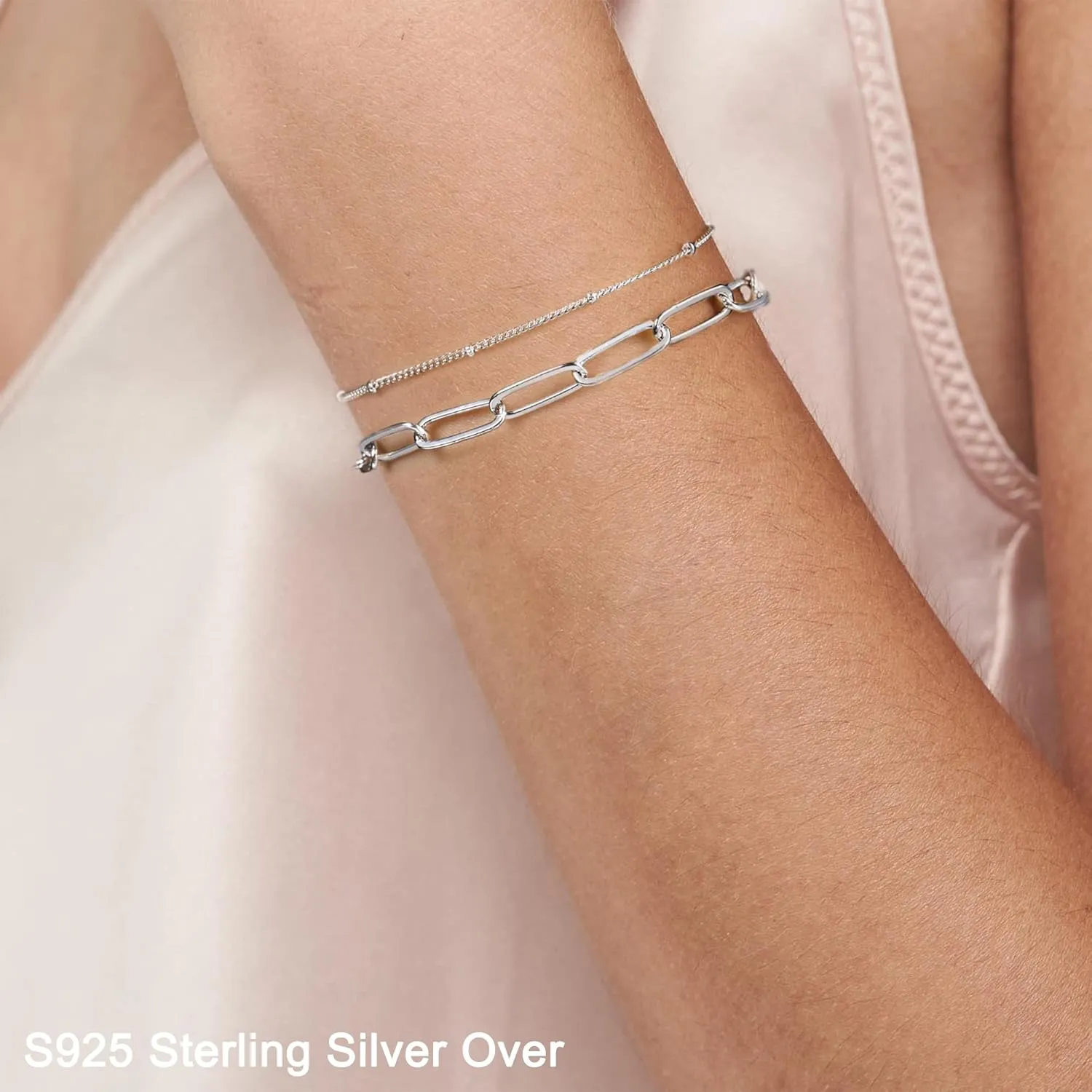 Dainty Gold Bracelets for Women, 14K Gold Plated Adjustable Layered Bracelet Cute Evil Eye Oval Chain Pearl Bar Turtle Gold Bracelets for Women Jewelry