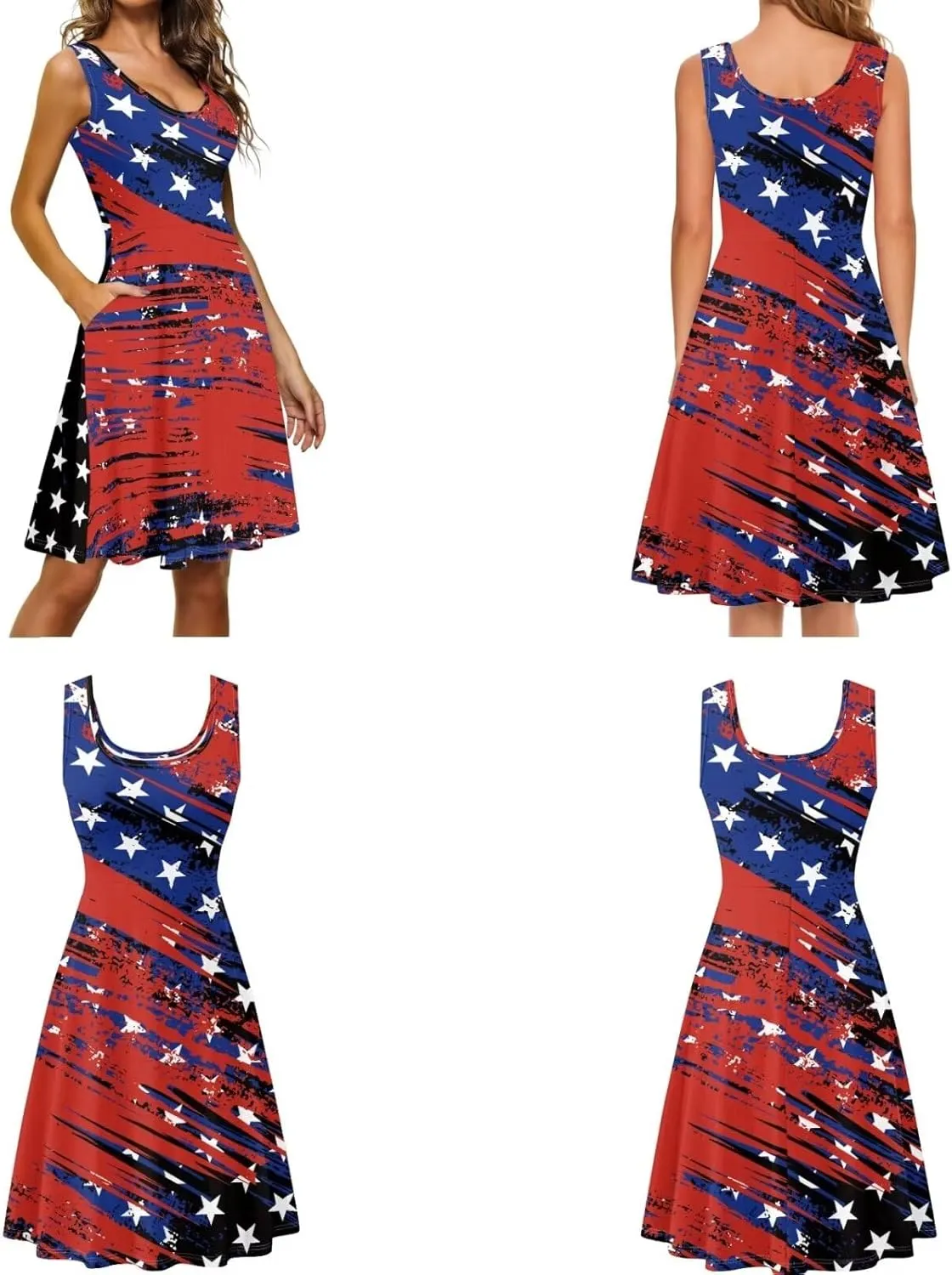 Dreaweet Summer Dresses for Women A-Line Sleeveless Flowy Sun Dresses,Men's Casual Button-Down Shirts,Couple Matching Outfits