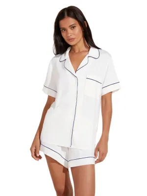 Eberjey Gisele Relaxed Short PJ Set - Ivory/Navy