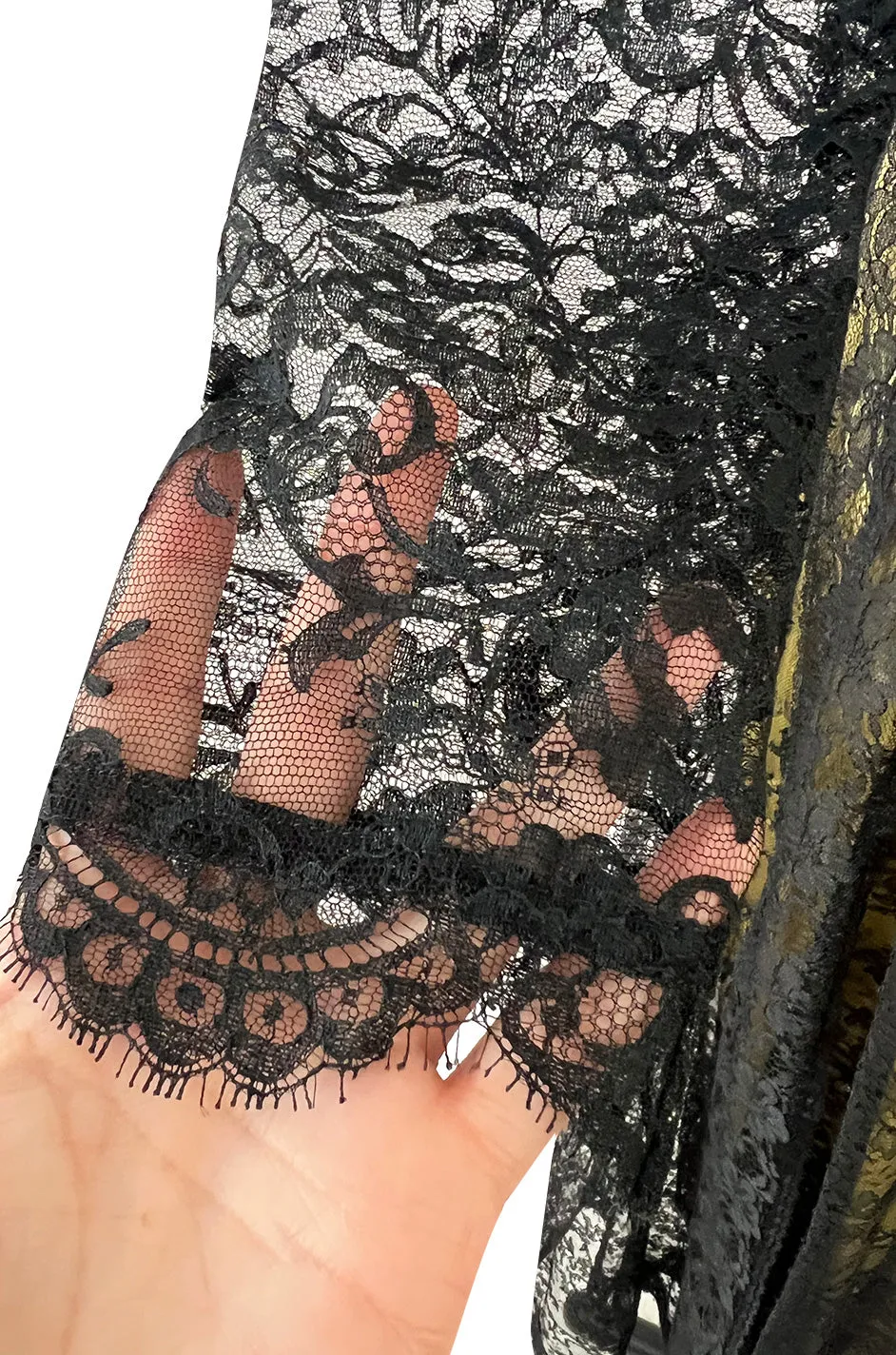 Fall 1997 Christian Lacroix Runway Black Lace Over Dress w a Slinky Silk Underdress