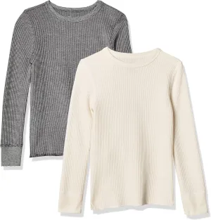 Fruit of the Loom boys Premium 2-pack Thermal Waffle Crew Top