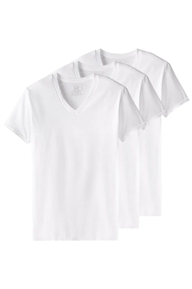 Fruit of The Loom Men's 3 Pack Dual Defense V Neck T-Shirts