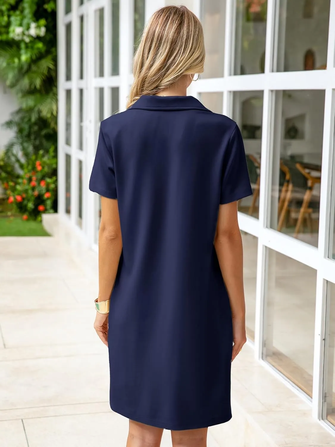 Glamaker Women T Shirt Summer Dress Casual Business Mini Loose V-Neck Short Sleeve Striped Dresses Pockets 2025 Trendy
