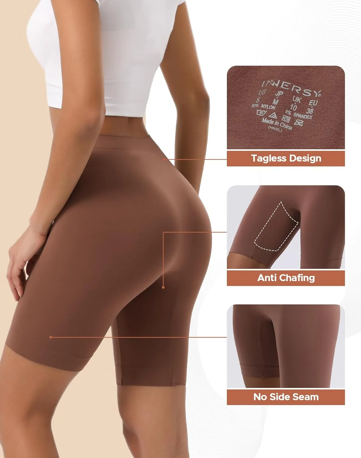 INNERSY Women's Slip Shorts for Under Dresses High Waisted Summer Shorts 3-Pack