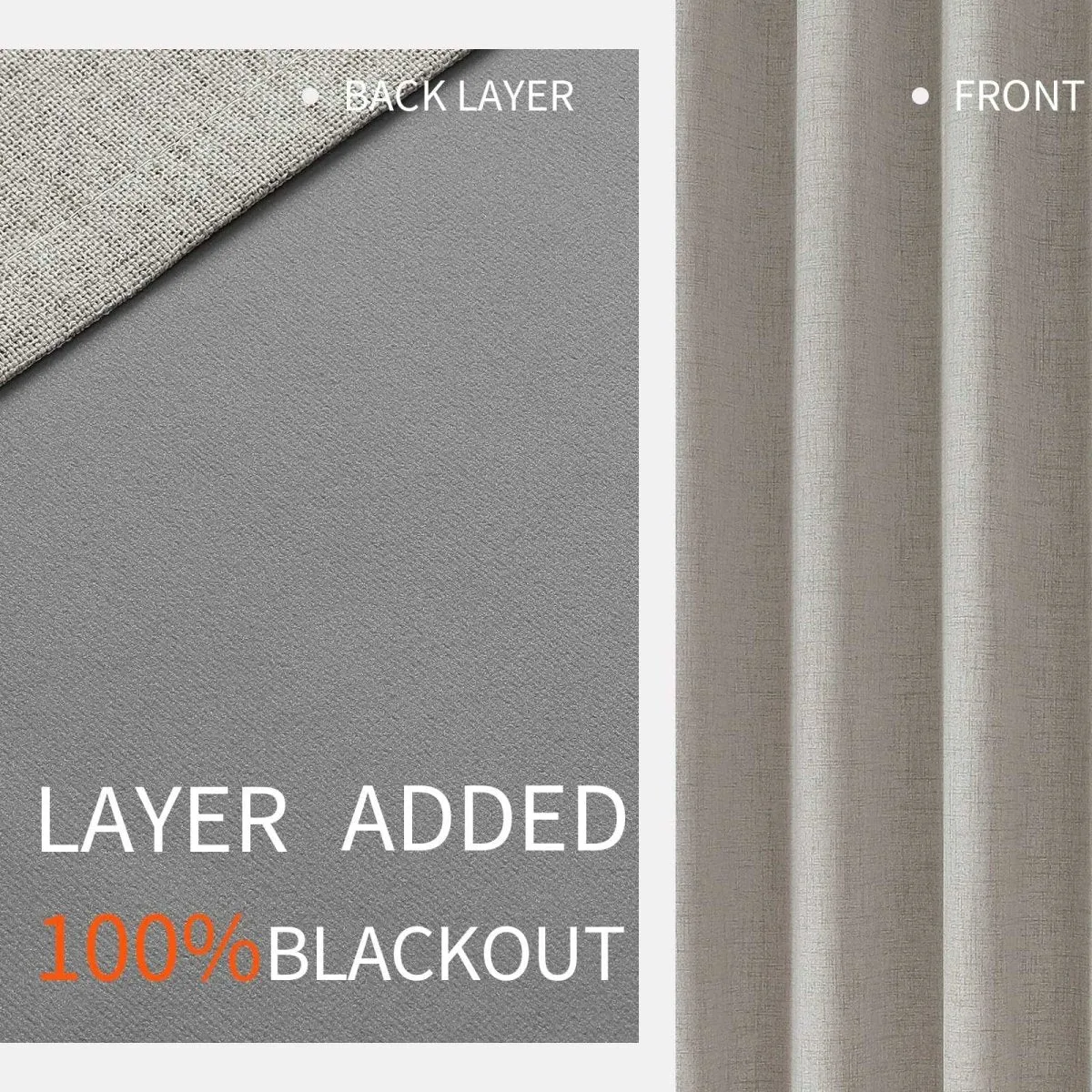 Joydeco 100% Blackout Curtains 96 Inches Long 2 Panels Set, Linen 96 Inch Blackout Curtains 2 Panels, Room Darkening Textured Curtains for Bedroom Living Room Window (52x96 inch,Greyish White)