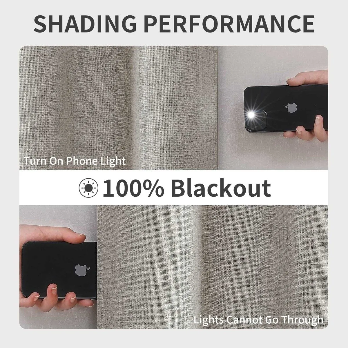 Joydeco 100% Blackout Curtains 96 Inches Long 2 Panels Set, Linen 96 Inch Blackout Curtains 2 Panels, Room Darkening Textured Curtains for Bedroom Living Room Window (52x96 inch,Greyish White)