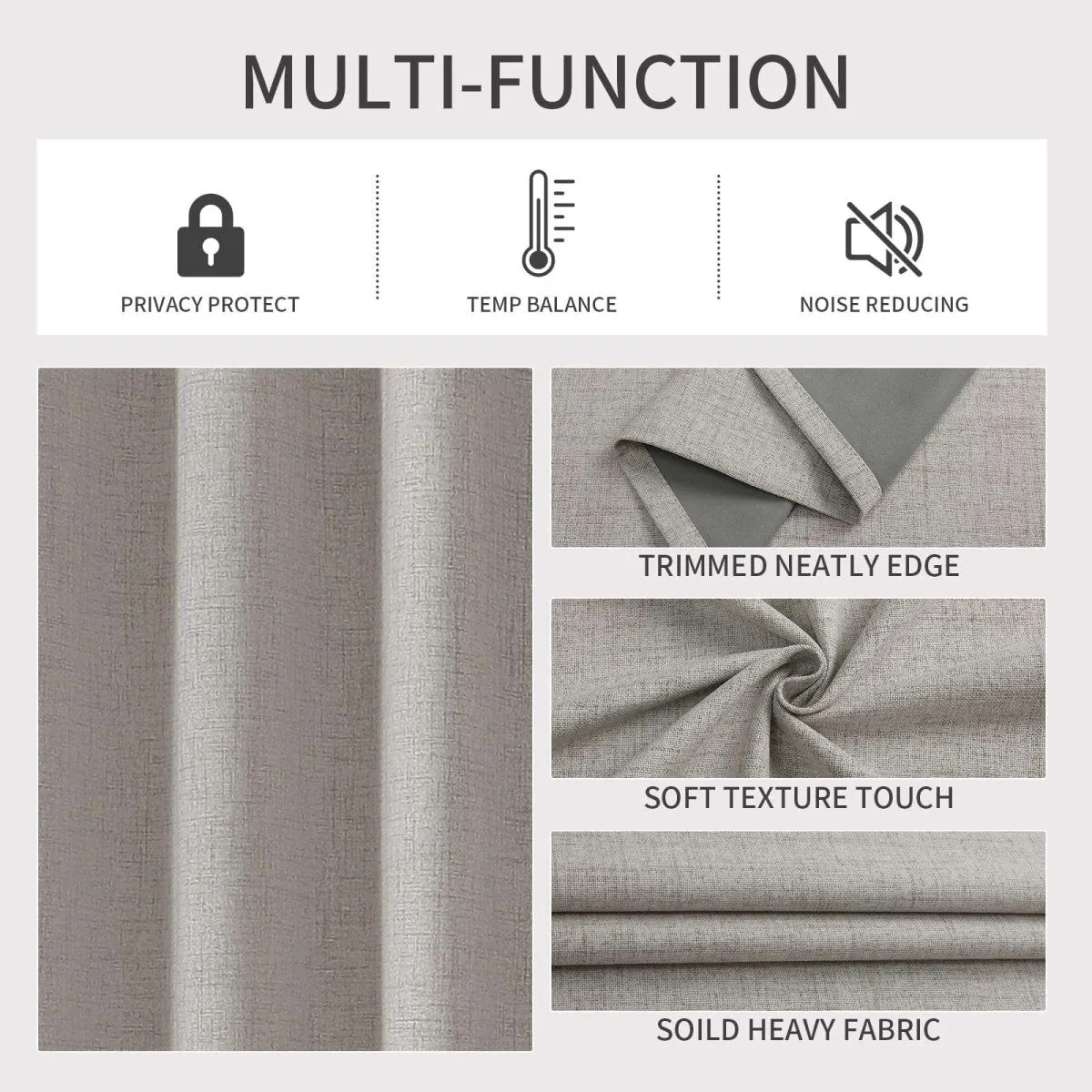 Joydeco 100% Blackout Curtains 96 Inches Long 2 Panels Set, Linen 96 Inch Blackout Curtains 2 Panels, Room Darkening Textured Curtains for Bedroom Living Room Window (52x96 inch,Greyish White)