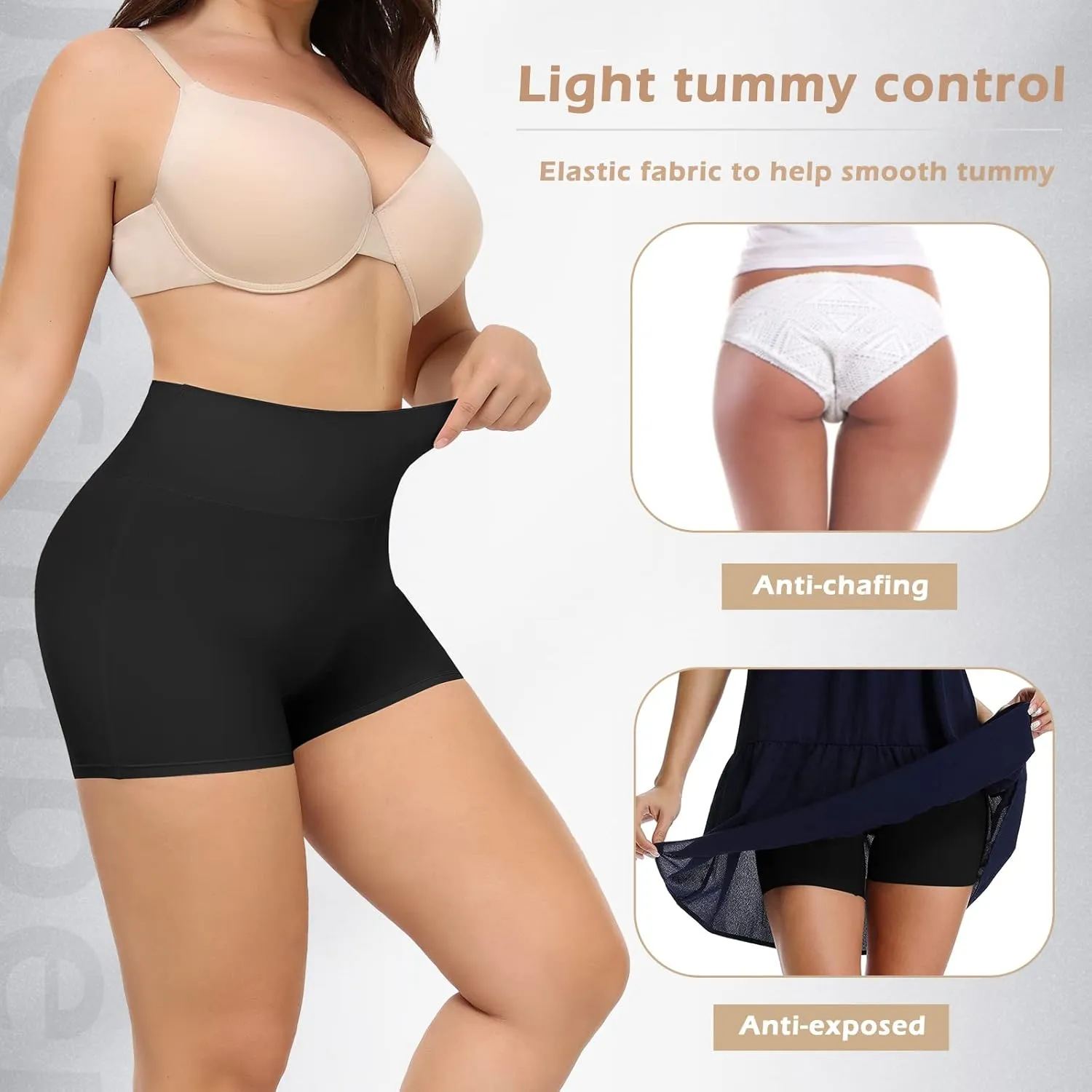 JOYSHAPER Women's Smooth Slip Shorts Under Dresses Comfortable Boyshorts Panties Nylon Spandex Underwear Stretch Shorts