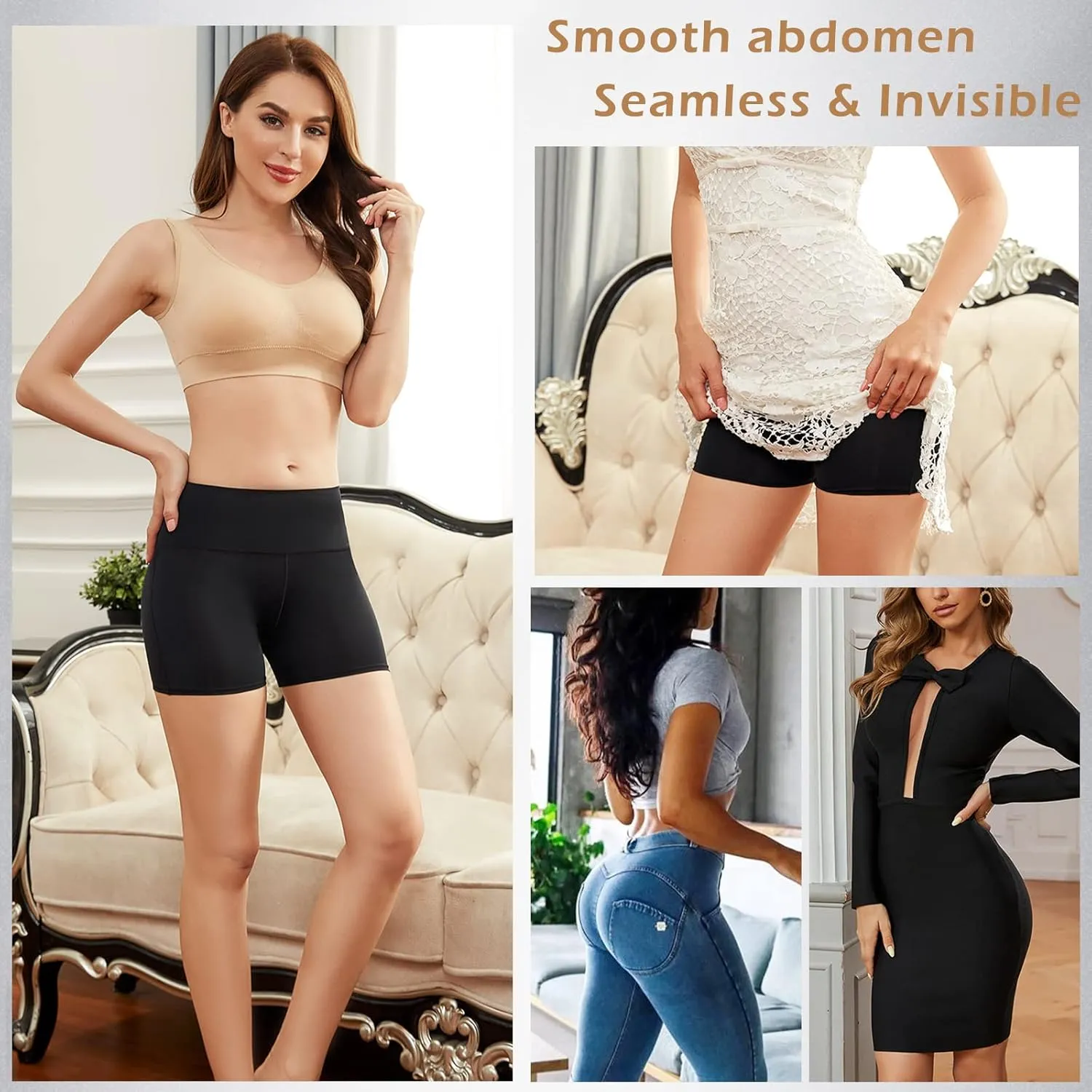 JOYSHAPER Women's Smooth Slip Shorts Under Dresses Comfortable Boyshorts Panties Nylon Spandex Underwear Stretch Shorts