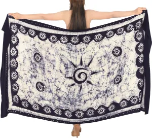 La Leela Rayon Batik Floral Swirl Bikini Beach Wrap Sarong