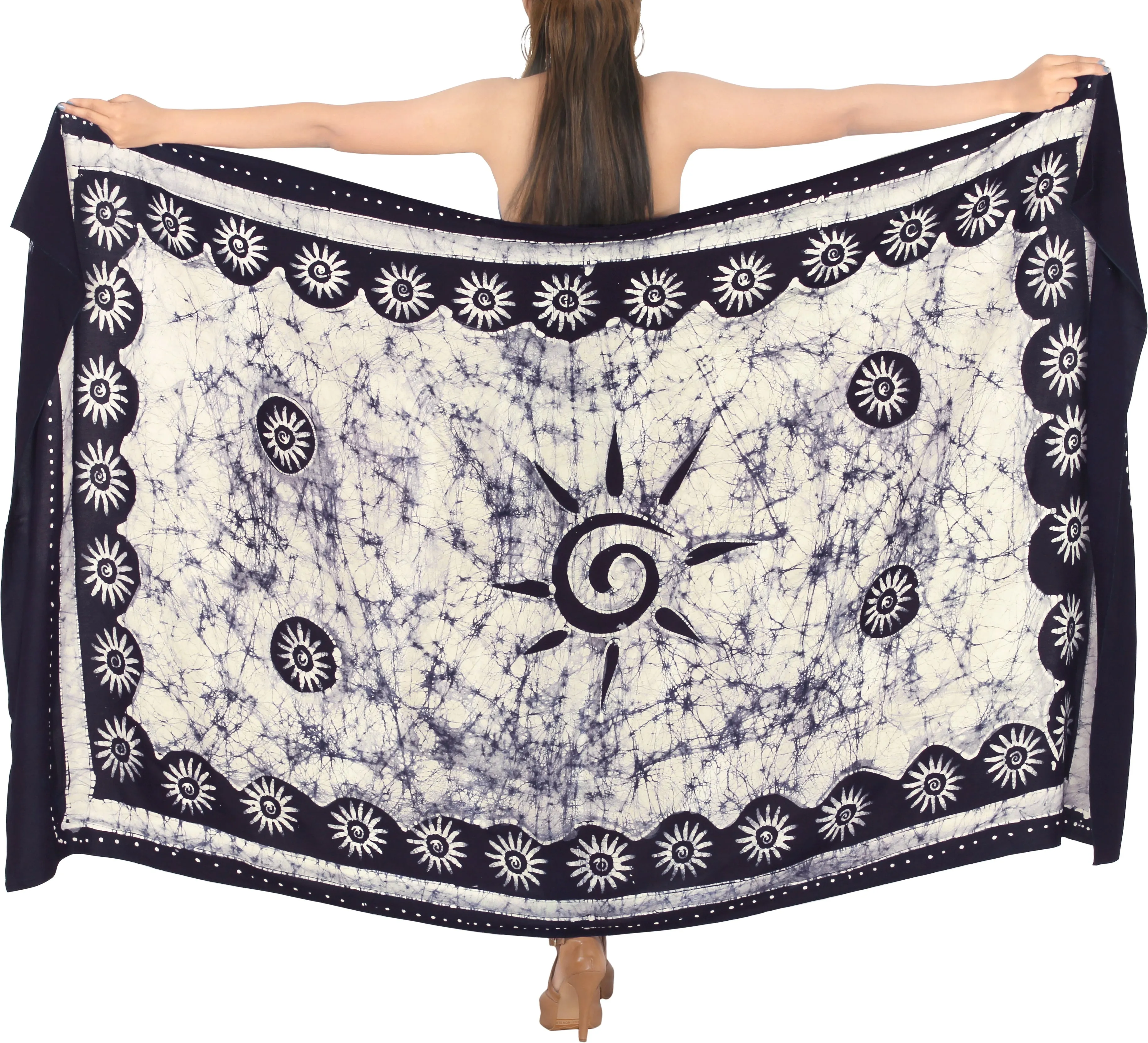 La Leela Rayon Batik Floral Swirl Bikini Beach Wrap Sarong