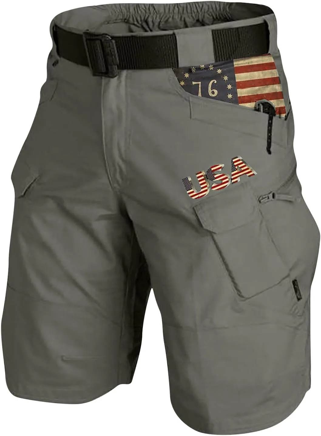 lcyhony Tactical Shorts for Men Lightweight Quick Dry Knee Length Cargo Shorts Casual Print Hiking Pants with Multi Pockets