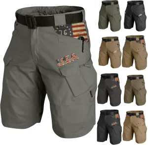 lcyhony Tactical Shorts for Men Lightweight Quick Dry Knee Length Cargo Shorts Casual Print Hiking Pants with Multi Pockets