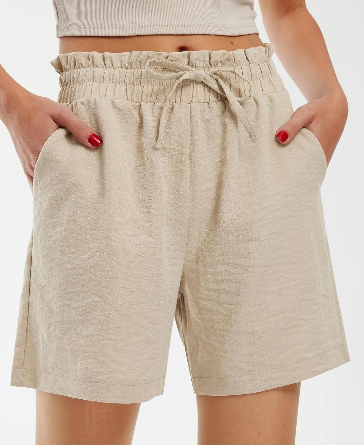 Libin Shorts for Women Linen Shorts High Waisted Lightweight Casual Summer Drawstring Beach Vacation Outfit