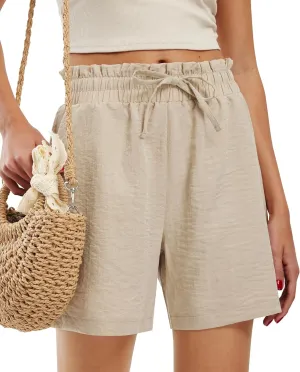 Libin Shorts for Women Linen Shorts High Waisted Lightweight Casual Summer Drawstring Beach Vacation Outfit