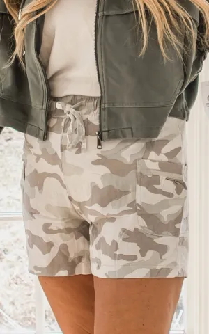 Light Camo Drawstring Linen Shorts | FINAL SALE