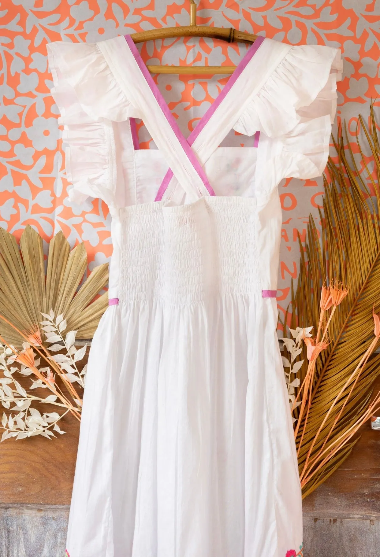 Lilas Dress Salt cotton voile with hand embroidery