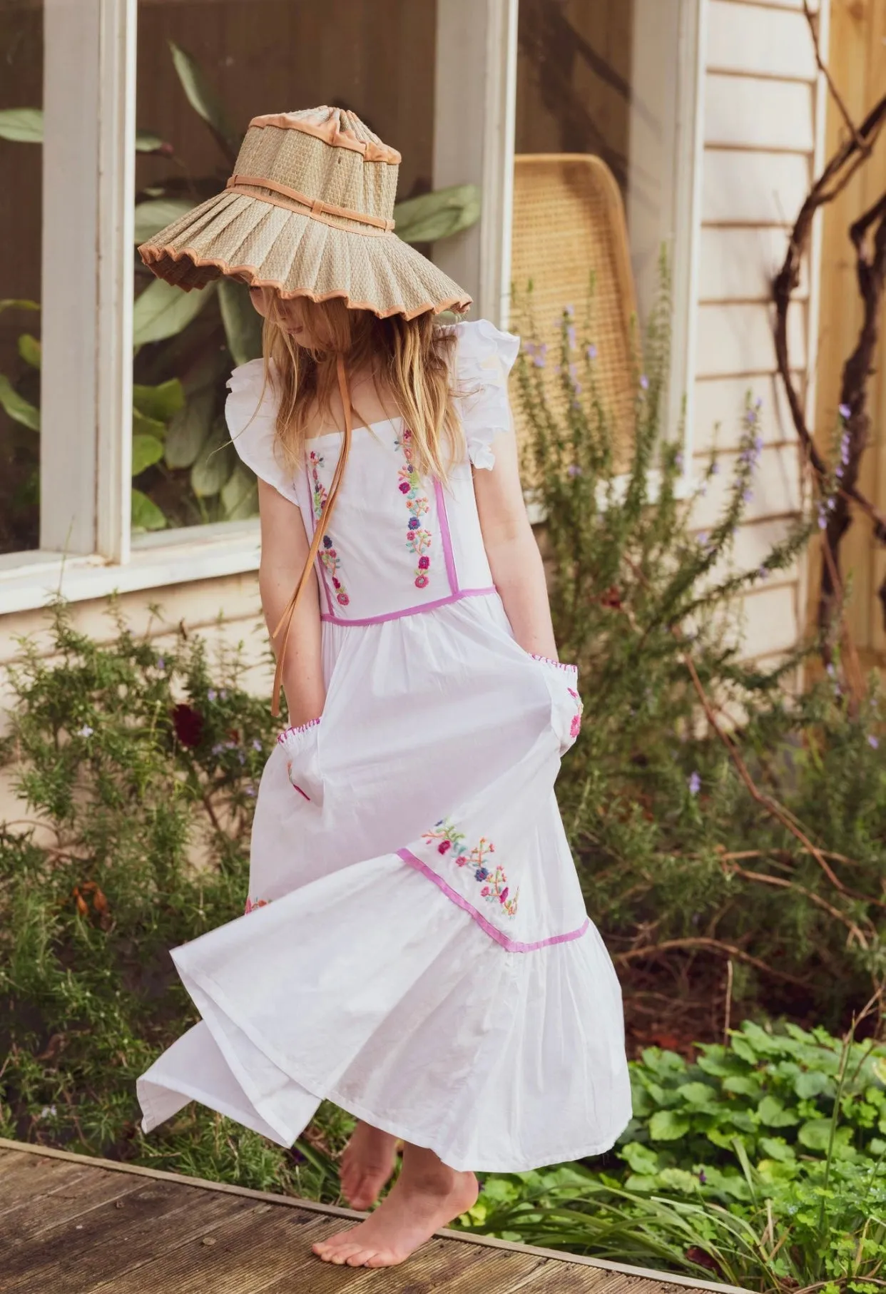 Lilas Dress Salt cotton voile with hand embroidery