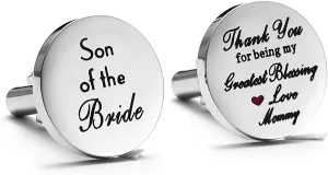 Melix Home Son of The Bride Cuff Links - Thank You for Being My Greatest Blessing Cuff Links