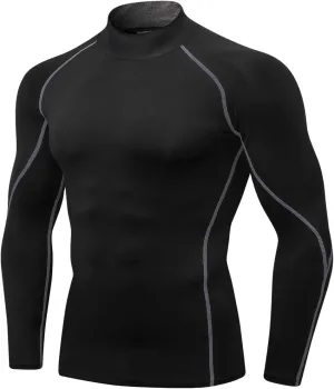 Men's Athletic Compression Shirts Long Sleeve Workout T-Shirt Mock Turtleneck Base Layer Undershirt Tops
